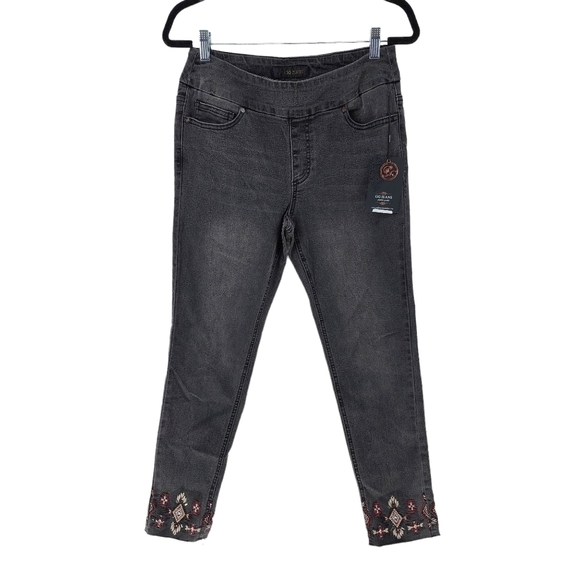 Golden Girls Clothing Women's Grey Embroidered Raw Hem Ankle Jegging Pant -10 - Picture 1 of 8